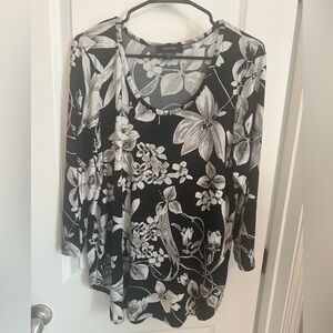 Karen Kane Floral Black and White Women Top